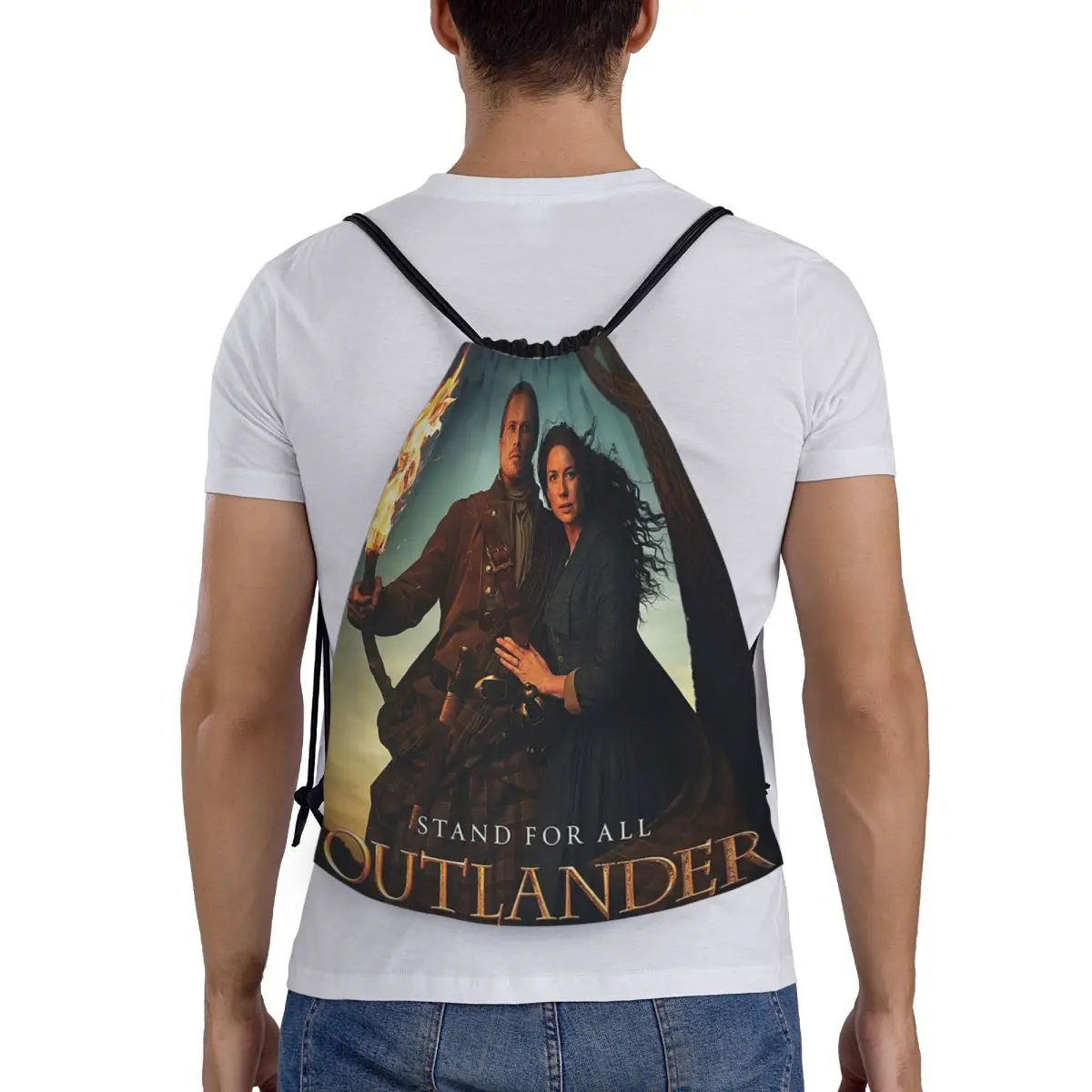 

Jamie Fraser Outlander Backpacks Casual Drawstring Bundle Pocket Sports Bag Book Bags for Man Woman School