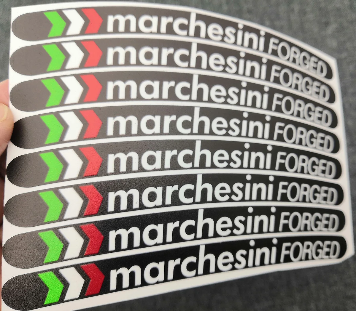 8X Marchesini FORGET Motorcycle Wheel Decals Rim Stickers Set Laminated For Ducati Aprilia RC8 848 1098 1198