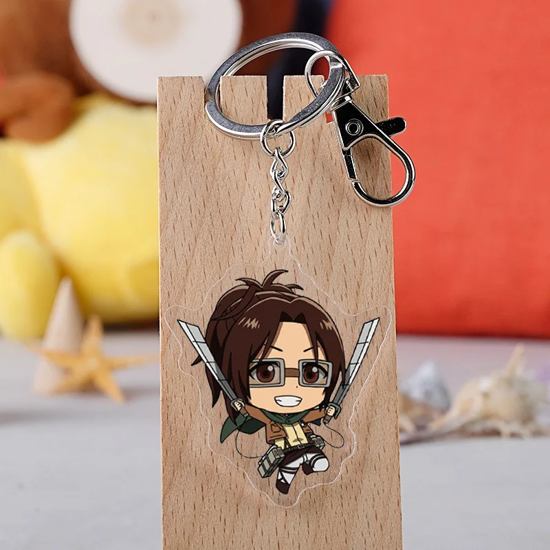 Anime Attack on Titan Levi Ackerman Eren Jaeger Key Chain Pendant Cosplay Two-sided Acrylic Keychain Keyring Prop