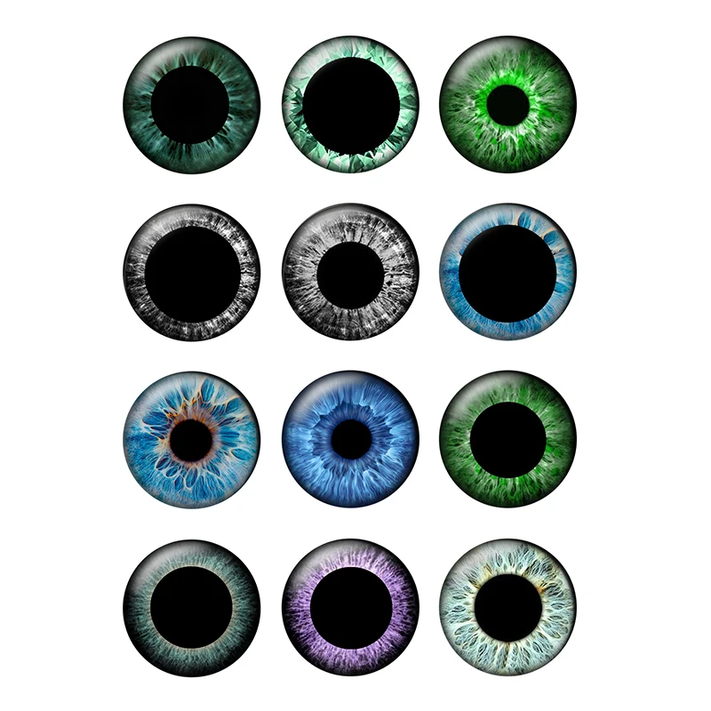 12 Pairs/bag 14mm Thin Glass Cabochons Fit Blythe Doll Eyes Chips for DIY Jewelry Making Supplies H206