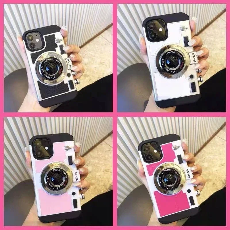 Emily In Paris 3D Retro Camera Leather Case for IPhone 11 13 14 15 16 Pro Max 12 Mini XS XR X 7 8 Plus SE 2022 IPone Accessories