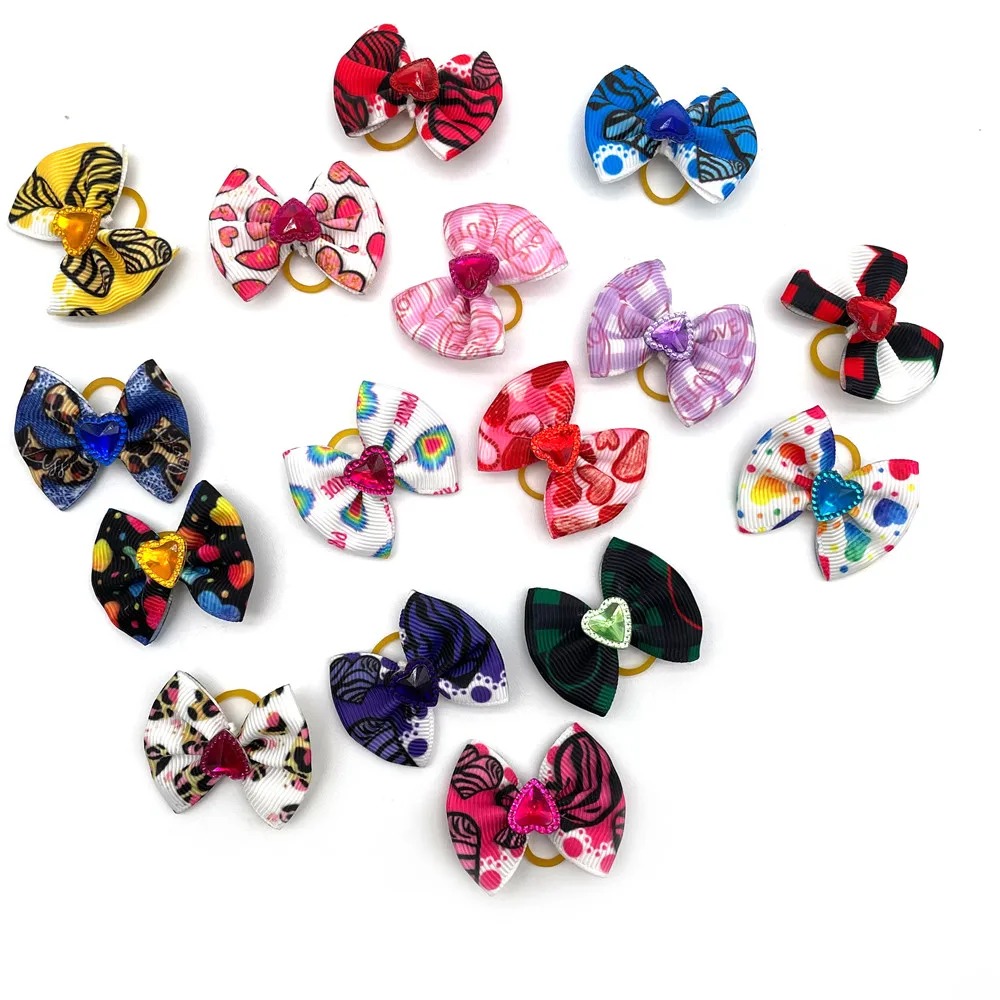 Love Heart Grooming Rubber Bands, Pet Dog Hair Acessórios, Small Dog Bows, Yorkshire Grooming Bows, 10 Pcs, 20 Pcs, 30Pcs