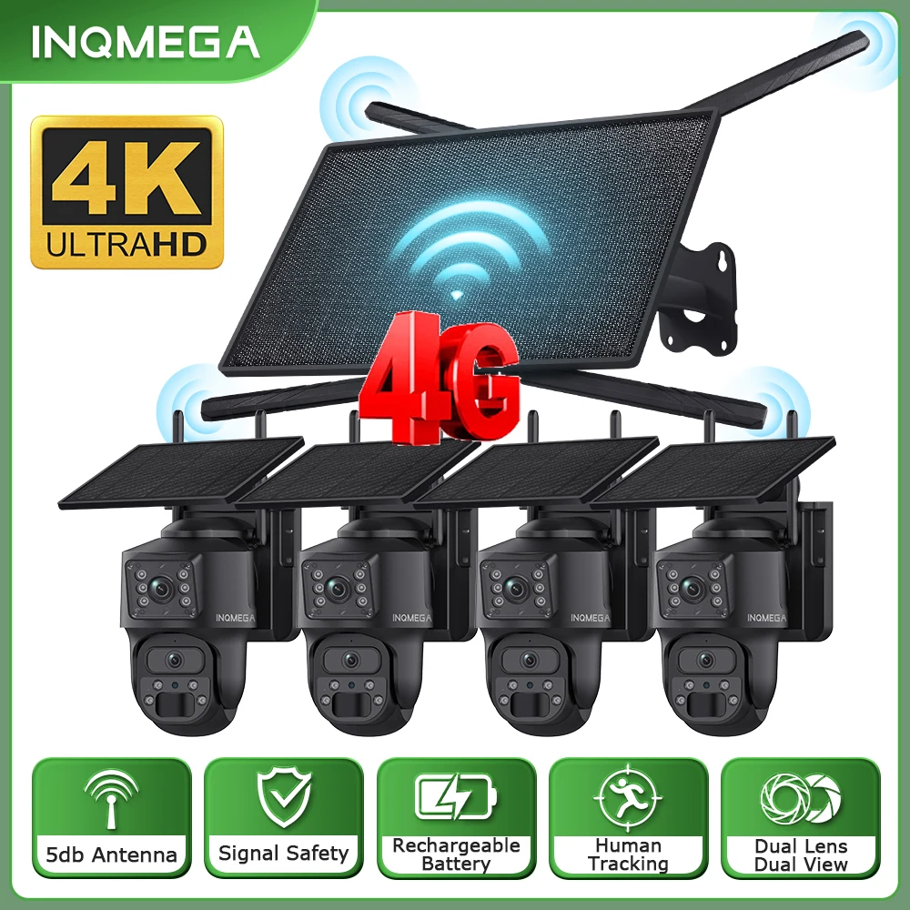 10W 4G Solar Battery Router 4K 8MP Dual Lens WiFi Camera Repeater 150Mbps IP66 Waterproof PTZ Camera in Forest or Remote place