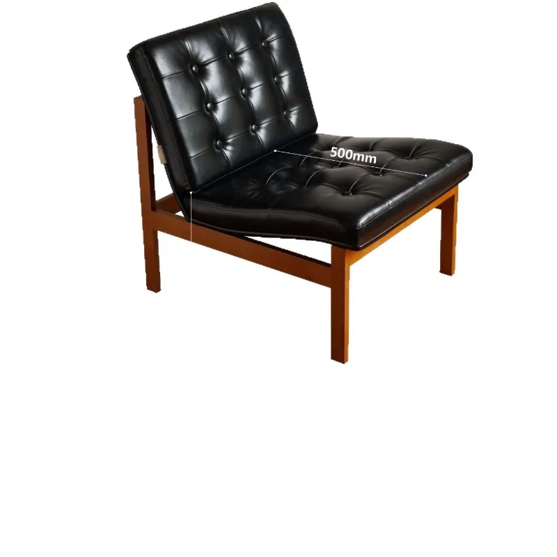 

Retro fabric single leisure, sofa living room simple, small apartment retro solid wood, leather lazy sofa chair
