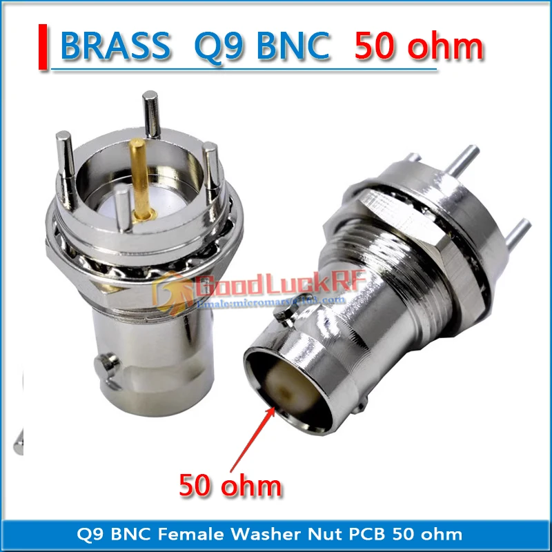 Q9 BNC Female O-ring Bulkhead Washer Nut Plug solder cup PCB 4 needle Welding panel 50 ohm Copper RF Connector Adapter
