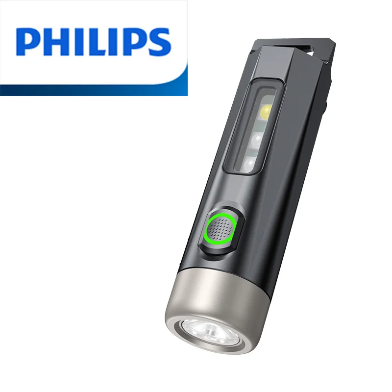 PHILIPS NEW EDC Flashlight LED Rechargeable Mini EDC Keychain Flashlights Camping Lamp For Hiking Self Defense