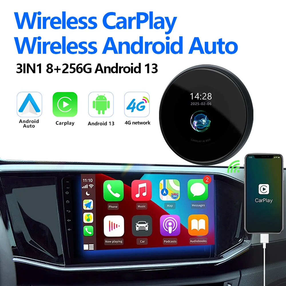 

UHULAMB New QCM6125 Android 13 AI Box For BMW Cars Wireless CarPlay For BMW Touch Screen 4G WIFI GPS Support YouTube Netflix