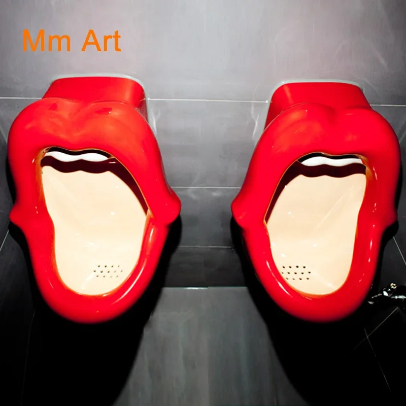 

red lip urinal adult wall mounted back inlet urine devic for hotel bar washroom sanitary pissing female urinal device
