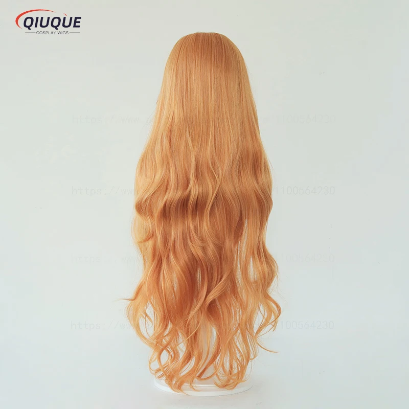 Perruque de Cosplay Nami pour Femme Adulte, Cheveux Longs Bouclés Ondulés, Orange, Anime, Bonnet, Chaleur Degré, Haute Qualité, 75cm