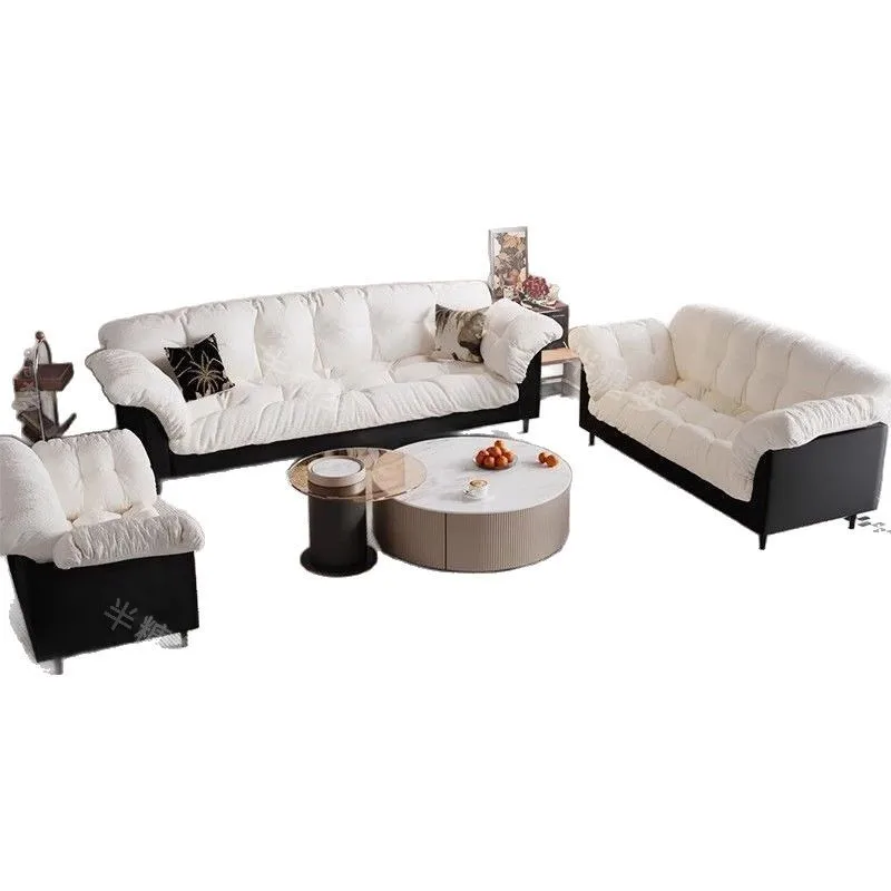 

Retro lazy wind camellia fabric cat scratching leather straight row high comfort fully furnished small apartment living room