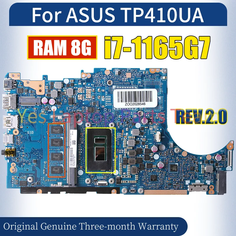 TP410UA For ASUS TP410UA TP410U TP410 TP410UR TP410UF Q405UA Q405U MAIN BOARD SR3LA i5-8250U RAM 8G Notebook Motherboard