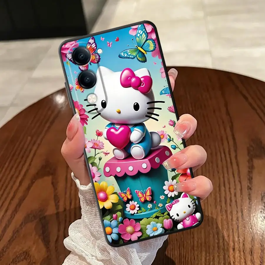 Custodia rossa Hello Kitty per Vivo V29 Y75 Y81 Y52S Y93 Y71 Y91 V27 V25 V30 Y50 Y95 V21E V23 Y53S Y51S Y78 Cover posteriore morbida per telefono