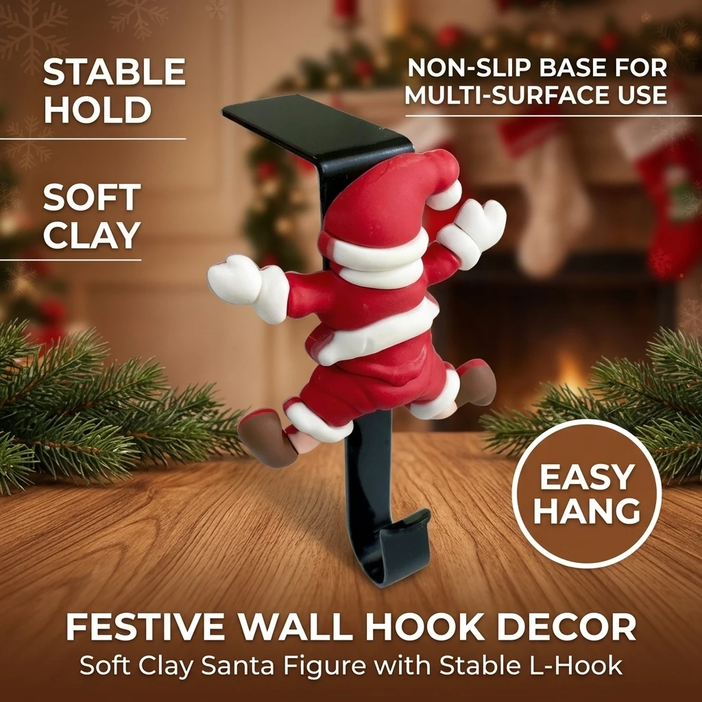 1pc Christmas Stocking Hangers L Shaped Metal Mantel Hooks Festive Decor for Fireplace & Stocking Display Gifts