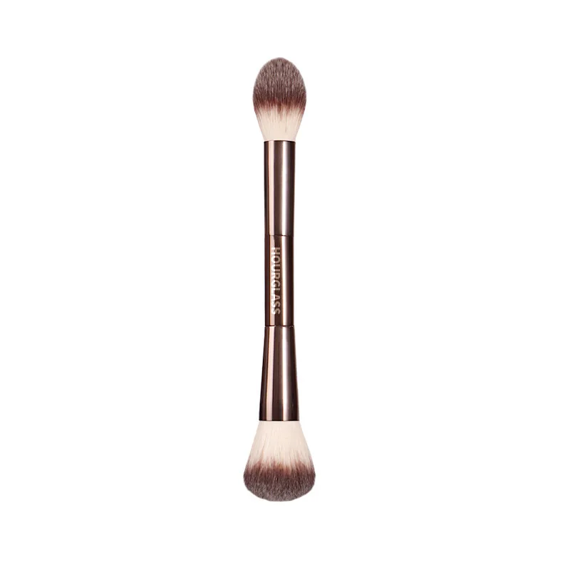 Dual-Ended Makeup Brush - 2-in-1 Foundation & Concealer Brush, Professional Double-Sided Makeup Tools for Contour, Eyeshadow, Hi