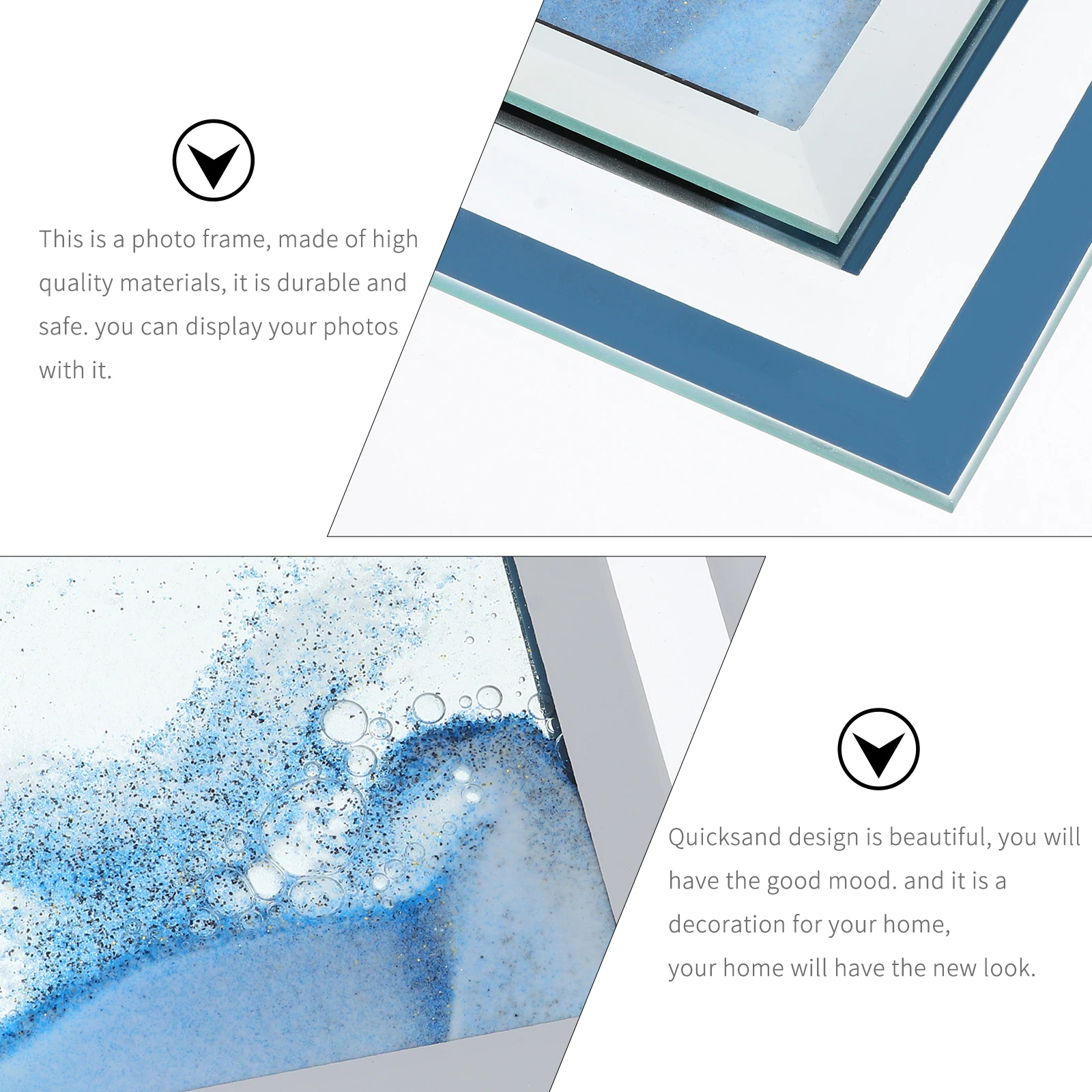 Marco de cristal decorativo con imagen de arena movediza 3D para fotos, certificados, decoración creativa para el hogar, oficina y dormitorio, alta calidad