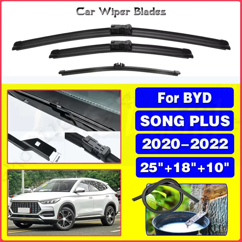 

For BYD SONG PLUS 2020 2021 2022 Windshield Windscreen Brushes Accessories 25"+18"+10" Silent upgrade version
