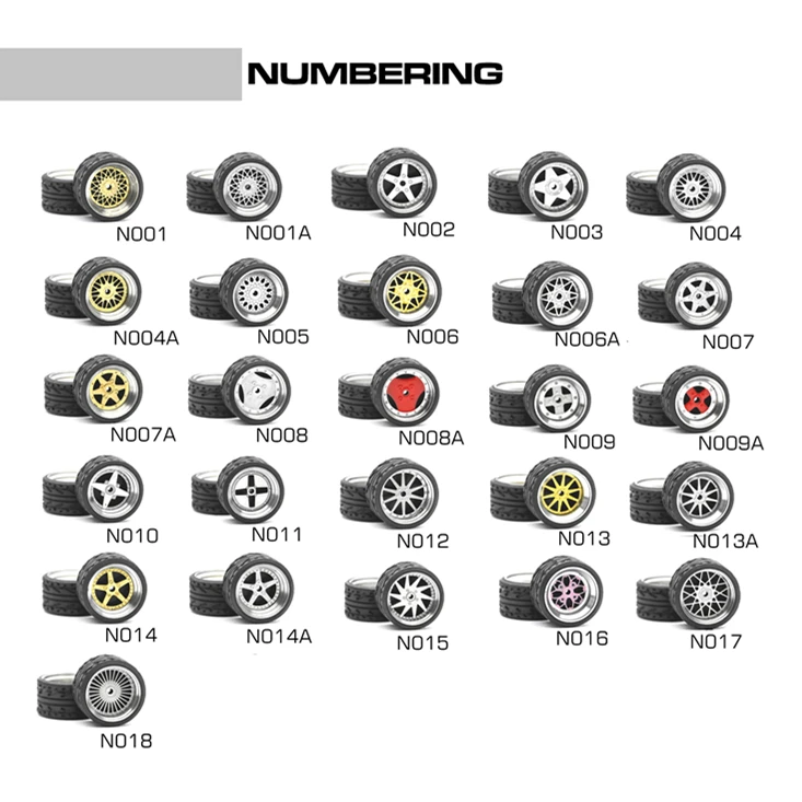 

1:64 Modified wheel alloy hub-rubber tire model modified Suitable for TOMY