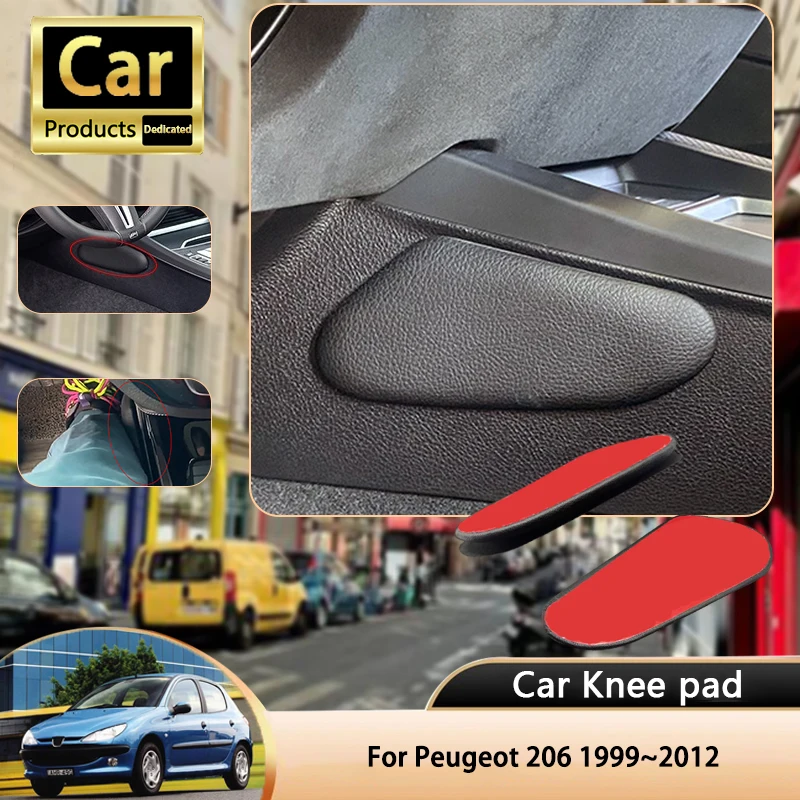 For Peugeot 206 1999~2012 2000 2001 2002 2003 Car Leg Knee Pad PU Lether Center Control Rest Cushions Thigh Support Cushion Auto