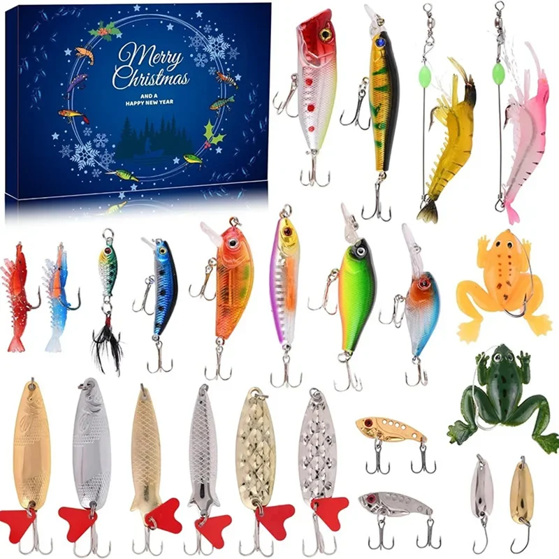 

2024 Christmas Advent Calendar Box for Fishing Enthusiasts Gift Creative 24Days Countdown Calendar Durable Fishing Lure Gift Box