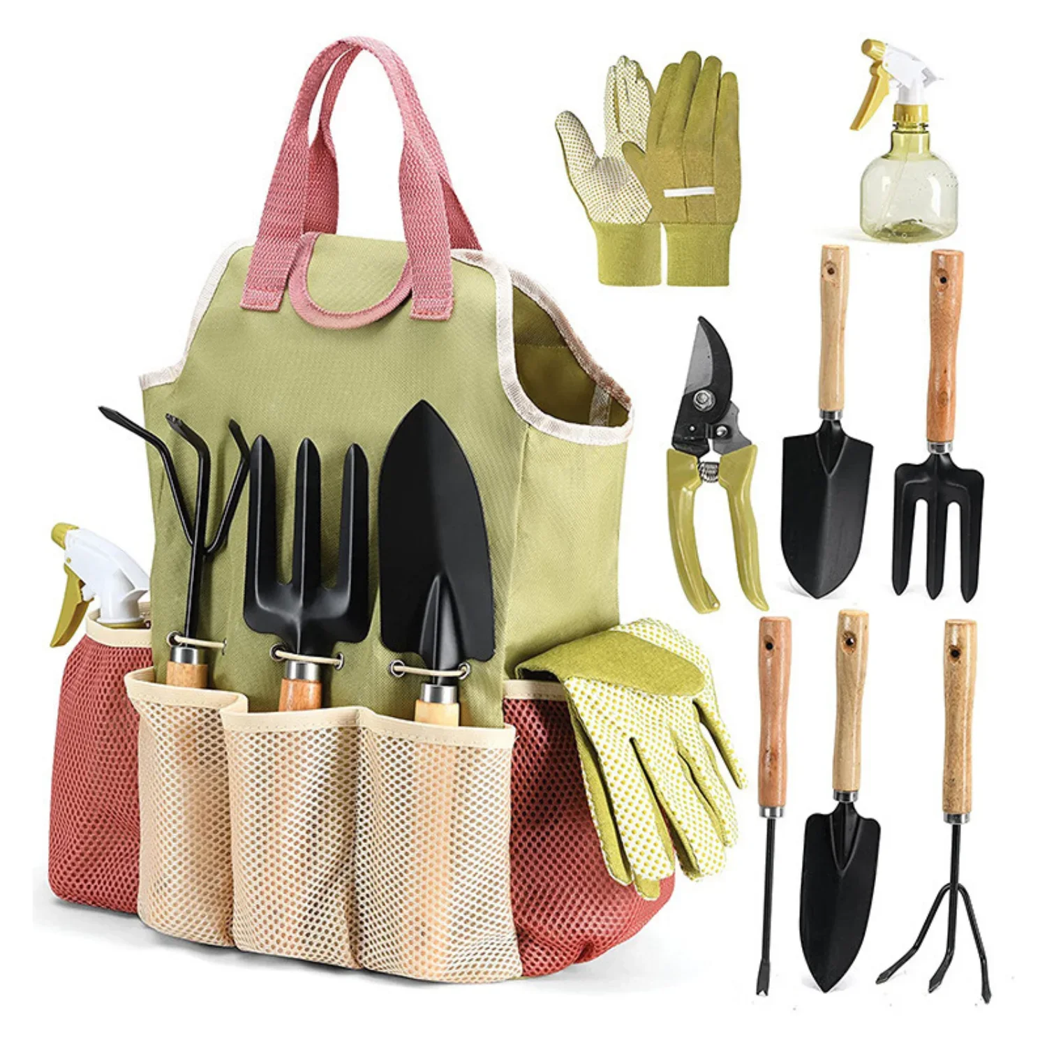 9-piece Complete Garden Tools Set with Storage Bags Outdoor Lightweight Portable Ergonomic Combination Complete Gardening Tool