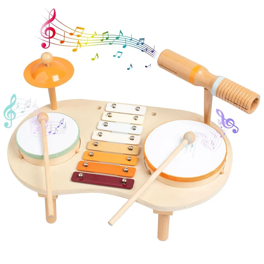 유아용 드럼 세트, 몬테소리 나무 타악기 감각 발달 실로폰 키트 교육용 장난감