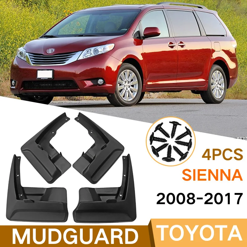 

For Totota Sienna 2008-2017 Car Molded Mud Flaps Splash Guards Mudguards Front Rear Styling Front Rear Wheel Accessories