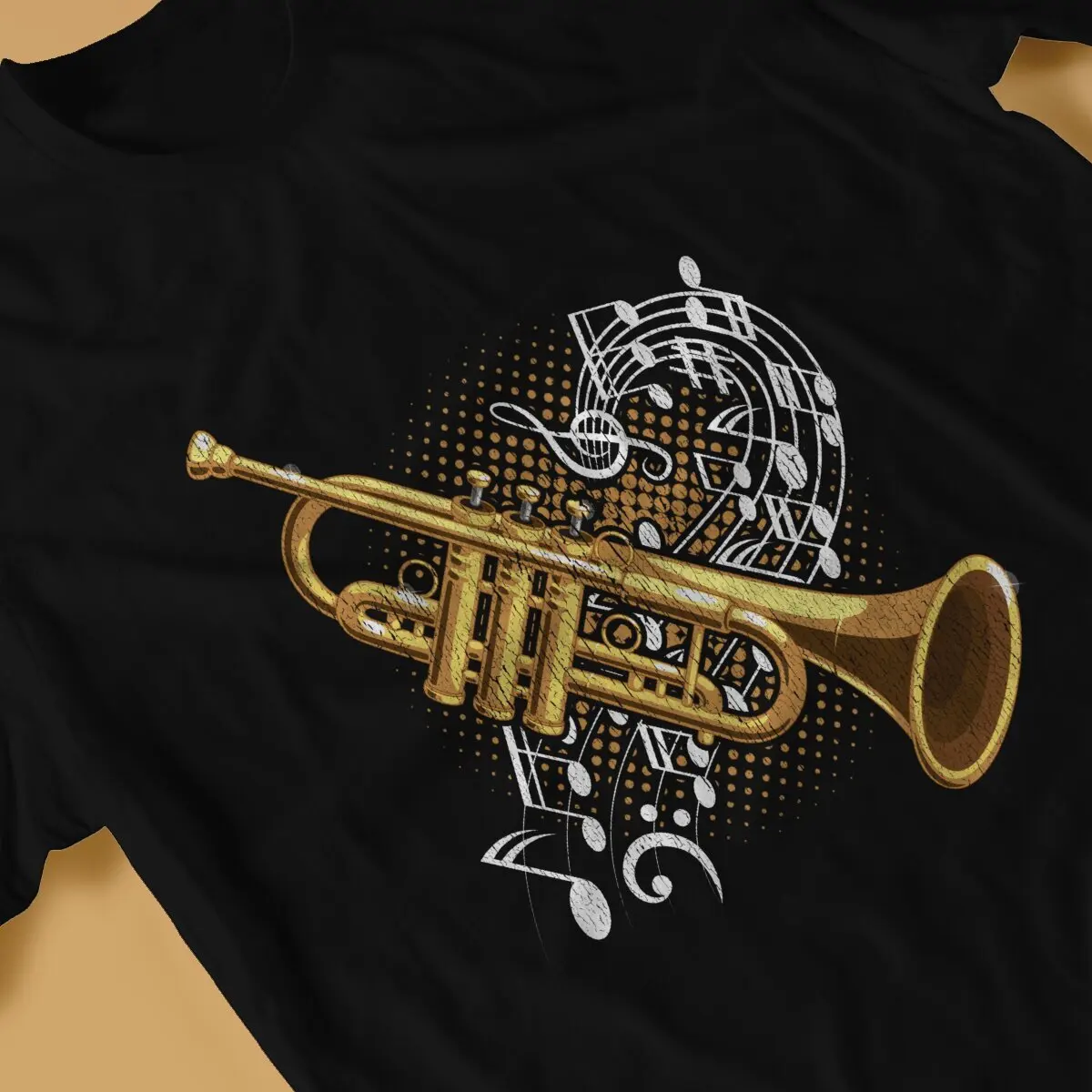 Trumpet Player Musical Notes Jazz Unique TShirt Music Art Casual Polyester T Shirt Summer Stuff For Men Women