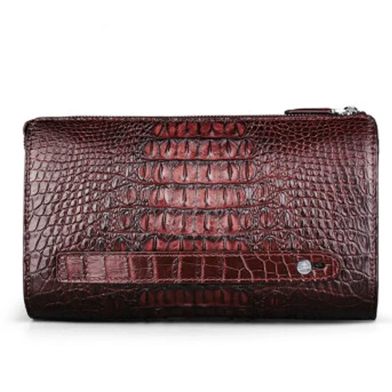

VVBrown crocodile men bag Male Business Large capacity long zipper men handbag men clutch bag