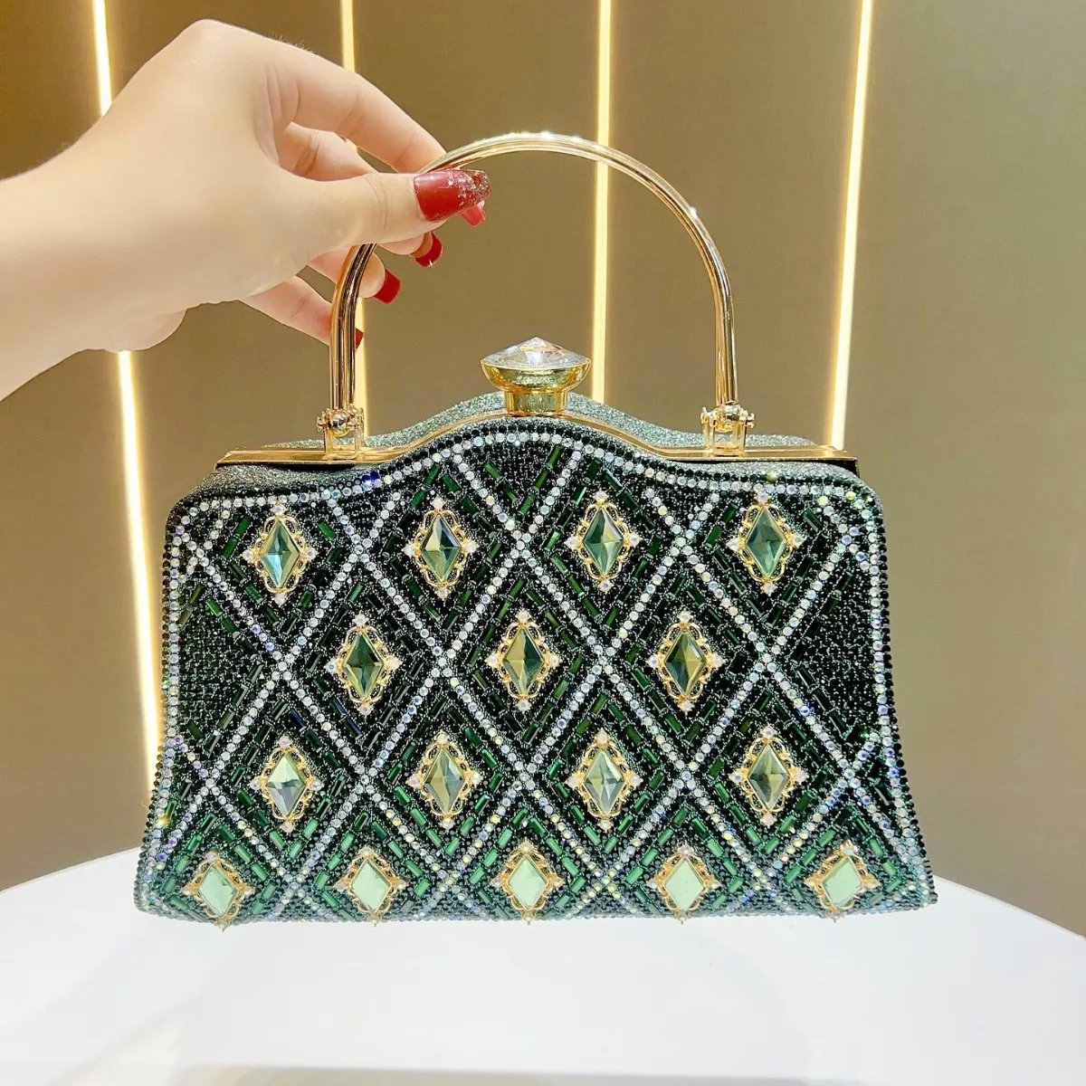 

Bloomsteps Dinner Bag Large Capacity Women's Party Bag Full of Diamonds High-end Light Luxury Chain Crossbody Handbag