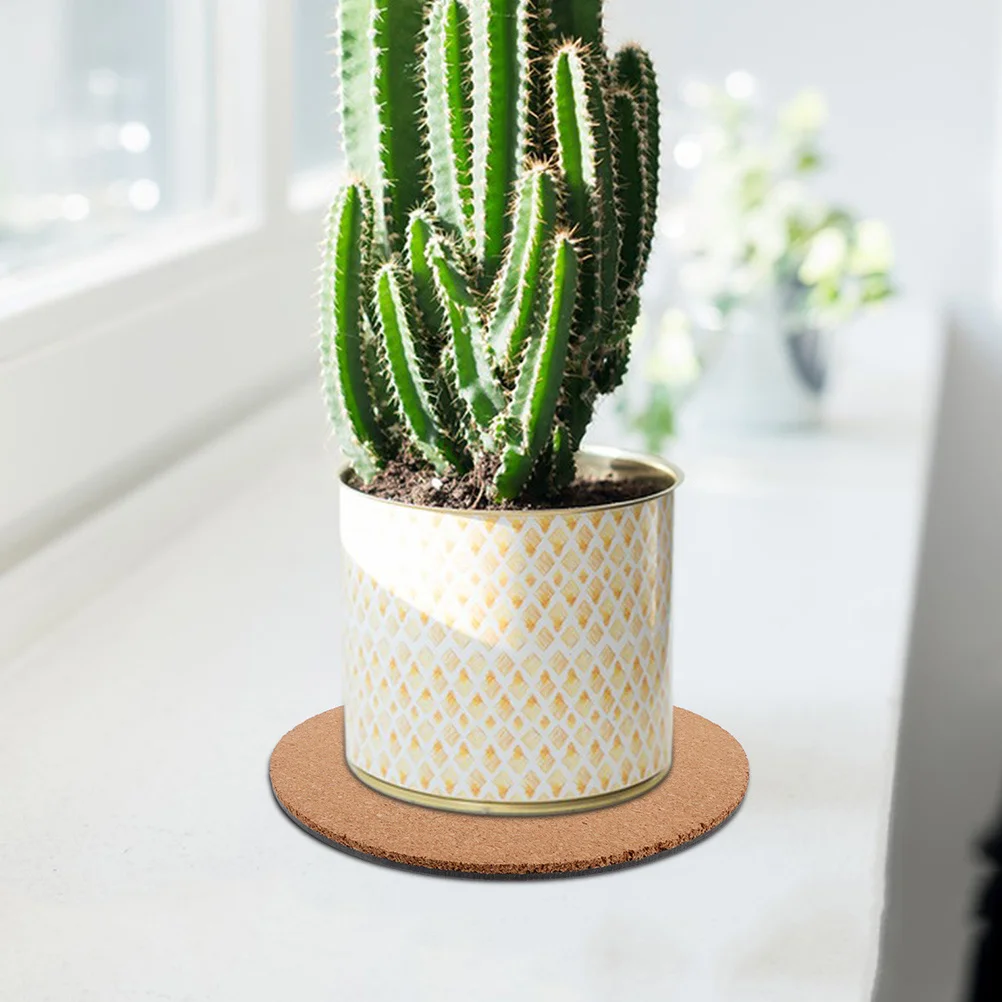 

6pcs Round Cork Plant Coasters For Flower Pots Heat Resistant Non-Slip Mats Floor Protection Indoor Outdoor Gardening Thick Cork