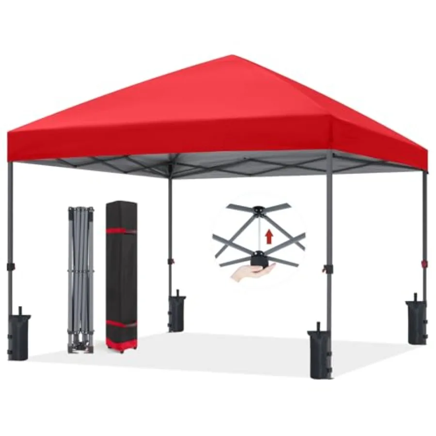 

Outdoor Easy Pop up Canopy Tent 10x10 with 4 Sandbags, Red