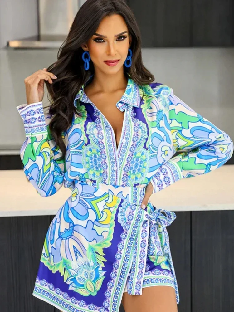 Dashiki African Women's Set Long Sleeve Shirt And Shorts 2023 Summer Fashion Sweatsuit Two 2 Piece Set Outfit Tracksuit