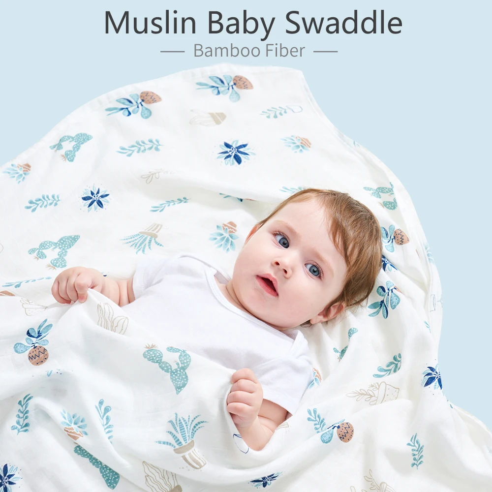 130*110cm mussola Baby Swaddle coperta 2 strati asciugamano da bagno neonato avvolgere Unisex morbido setoso mussola di bambù ricezione coperta