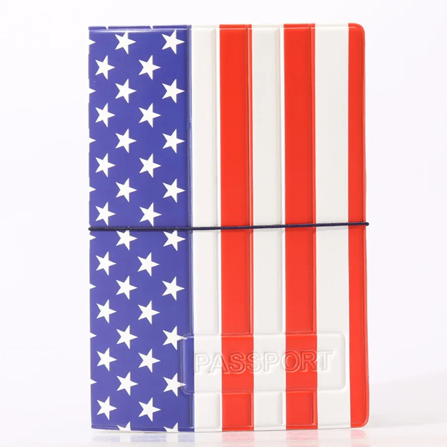 1 Piece Creative 3D US FLag PVC Travel Strap Passport Cover for Woman Men Travel Accessories Mixed-47