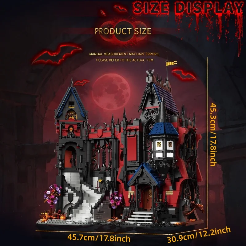 3540+Pcs European Vampire Castle Building Block Model | Large Size Castle Model Building Block Set | DIY Home Furnishings and Decorations | Halloween Christmas Gifts