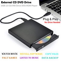 External CD DVD Drive USB 2.0 Slim Protable External CD-RW Drive DVD-RW Burner Read / Writer Player For Laptop Notebook PC