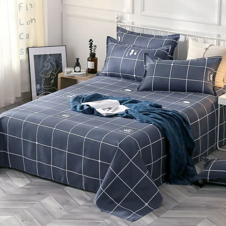 3pcs/Set Home Textile Bed Sheet Set with Pillowcases Cotton Material Lovers Room Bedding Room Flat Sheet