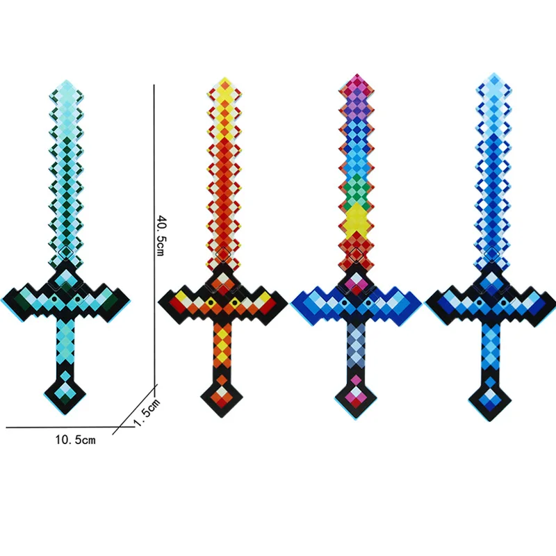 

New Game Mosaic Grid Longsword Sword Royal Broadsword Guard Master Cosplay Model Safety PVC Plastic Toys for Kids Gifts