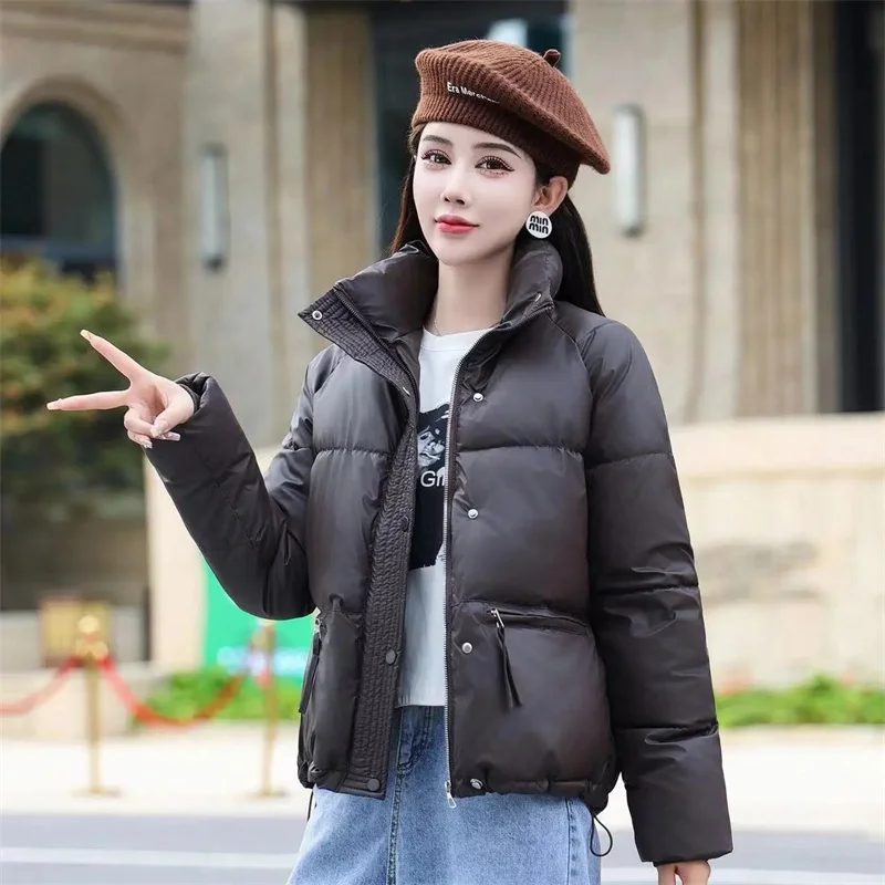 

Хлопковая одежда из искусственной кожи без стирки, новинка 2025, женское хлопковое пальто, зимняя куртка, универсальное корейское теплое пальто с защитой от холода