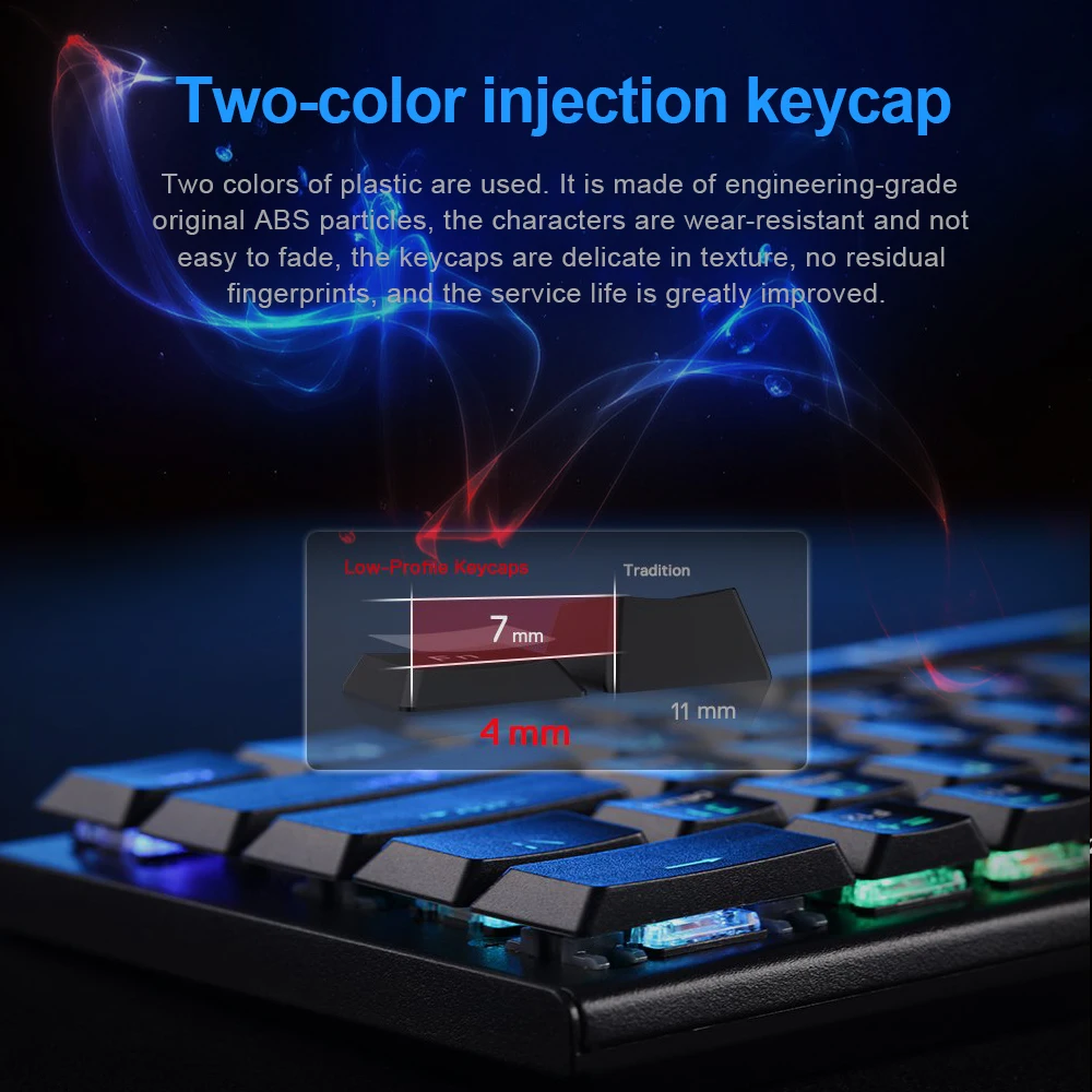 Redragon Horus K618 RGB wsparcie Bluetooth 5.0 wireless USB 2.4G 3 tryb mechaniczna klawiatura do gier 104 klawisze obliczyć PC