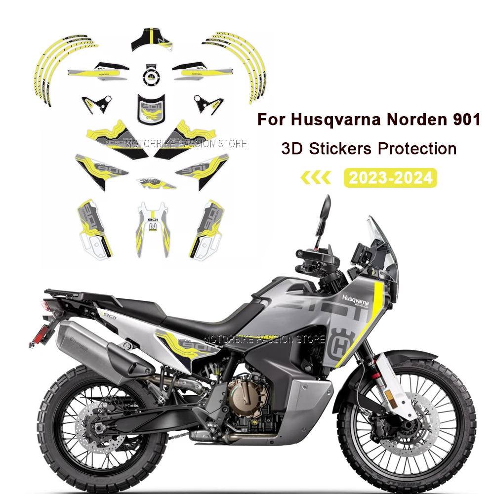 

For Husqvarna Norden 901 2024 3D Motorcycle Epoxy Resin Sticker Tank Protection Kit Scratch Resistant Decal Pad Non-slip Sticker