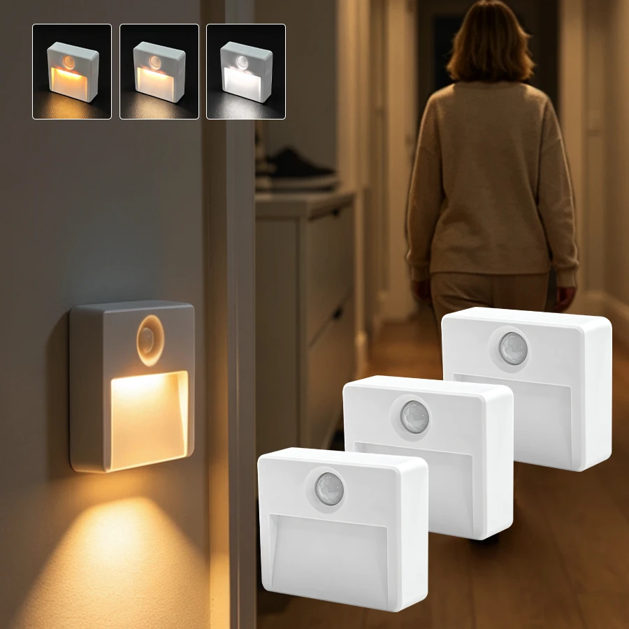 Magnetic Rechargeable Under Cabinet Light Motion Sensor Dimmable Night Lamp for Bedroom Hallway Stairs Kitchen Closet Kids' Room