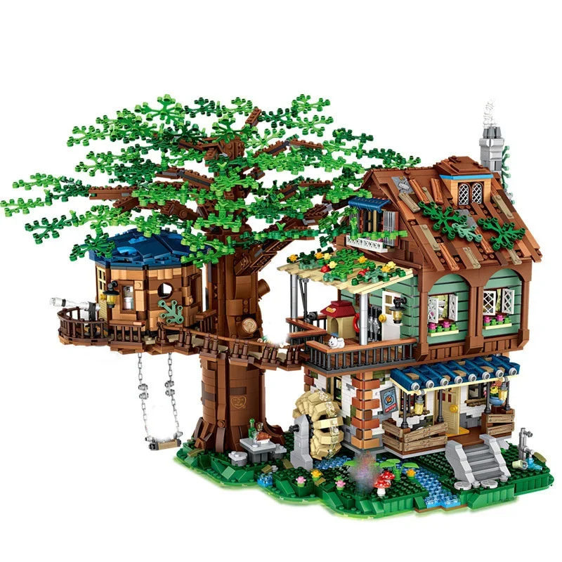 Loz 1033 Nieuw Product Boomhut 4761Pcs Mini Bouwsteen Assemblage Scène Model Speelgoed Voor Kinderen Verjaardagscadeau