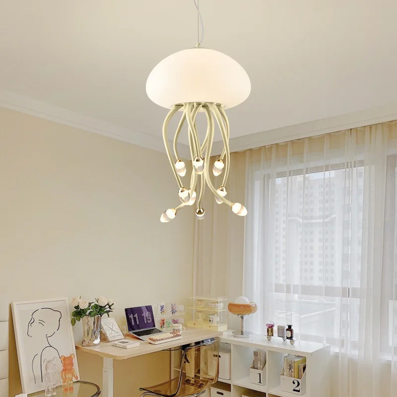 

Jellyfish Chandelier Cream Style Pendant Lamp For Living Room Bedroom Hotel Home Decor Designer Glass Pendant Lamp