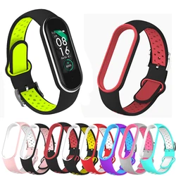 Pulseira de substituição de silicone para Xiaomi Mi Band, pulseira para Mi Band 5, 6, 7, fivela dupla, pulseira Sport, Miband 7