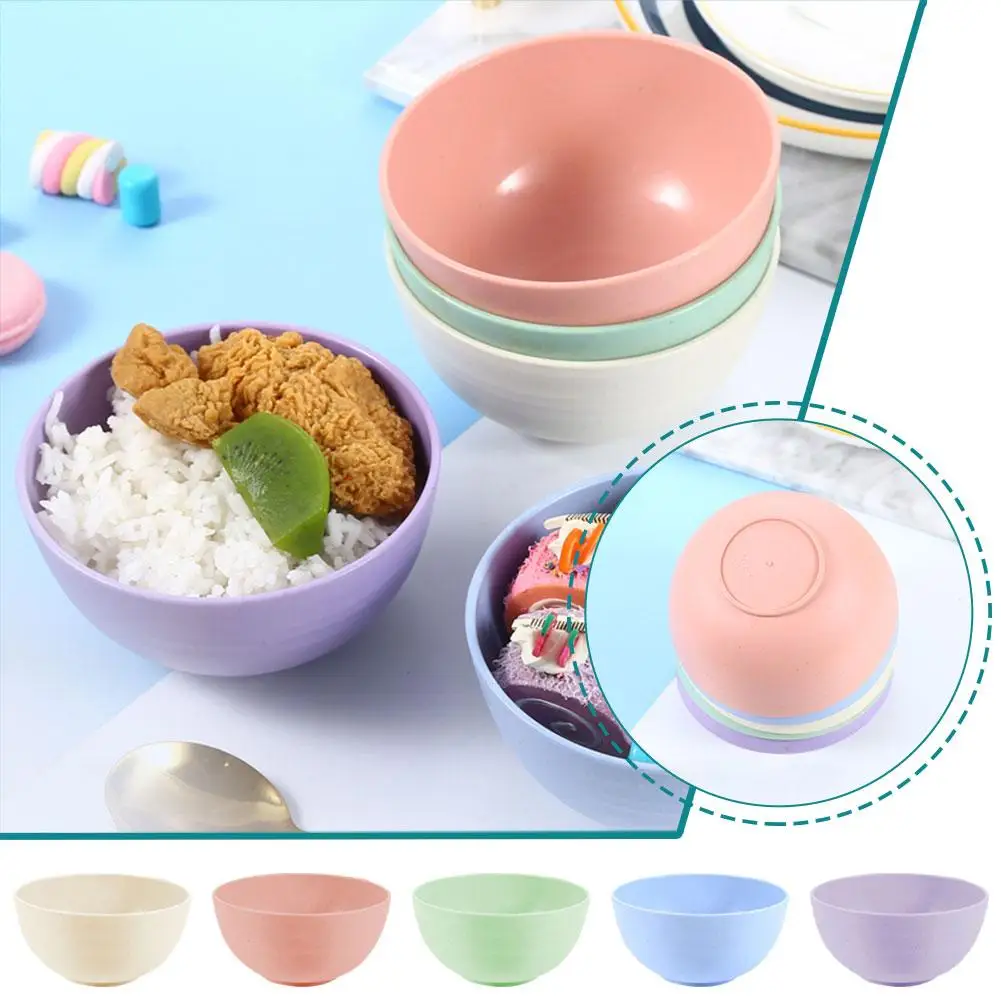 Wheat Straw Bowl Household Plastic Rice Bowl Family Unbreakable Dining Breakfast, Salad Eco-Friendly Kitchen Home Lunch Sup B7I9