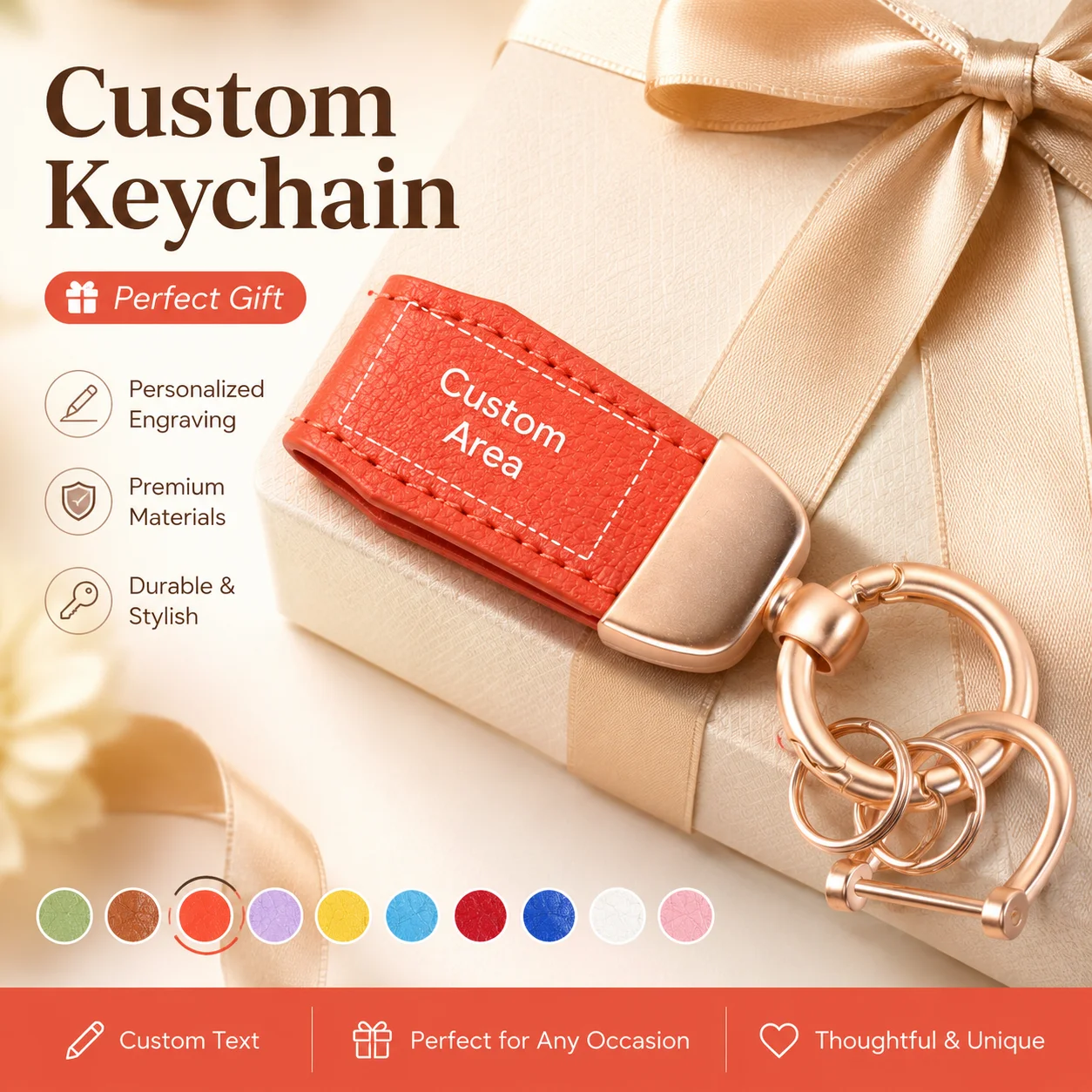 Custom Name Keychain Personalized Laser Engraved Double Rings Key Holder for Pendant Anti-lost Customized Name Key Chain