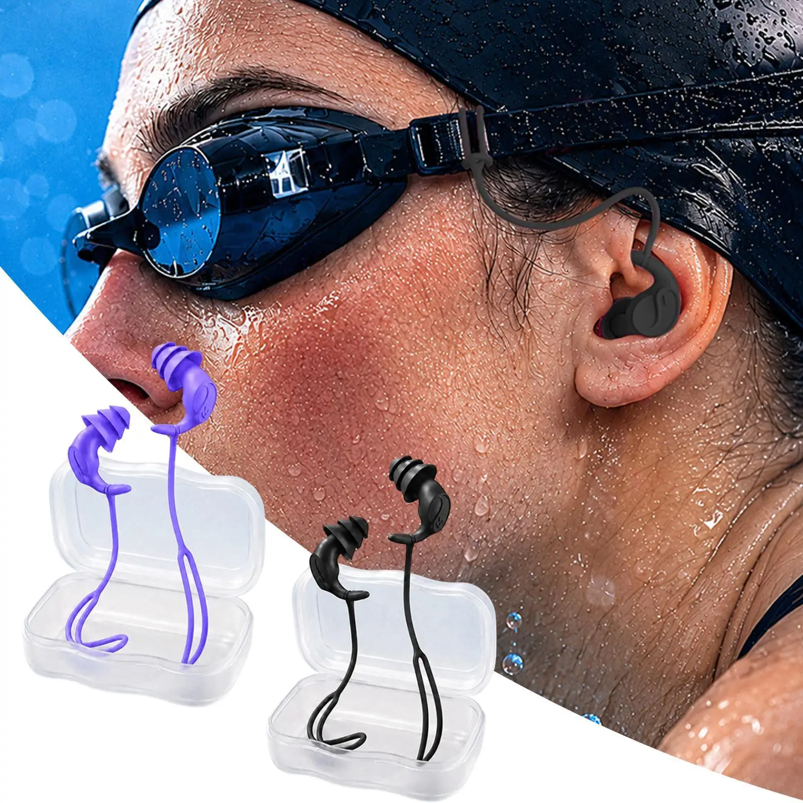 Swimming Ear Plugs Soft Silicone Comfortable Waterproof Adults Snorkeling Showering Earplugs For Water Sports Beach Pool