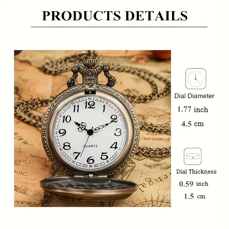 1PC ساعة الجيب الكلاسيكية الرجعية نمط الإغاثة ساعة الجيب الكوارتز الكبيرة شنقا ووتش قلادة الوجه الروماني #5