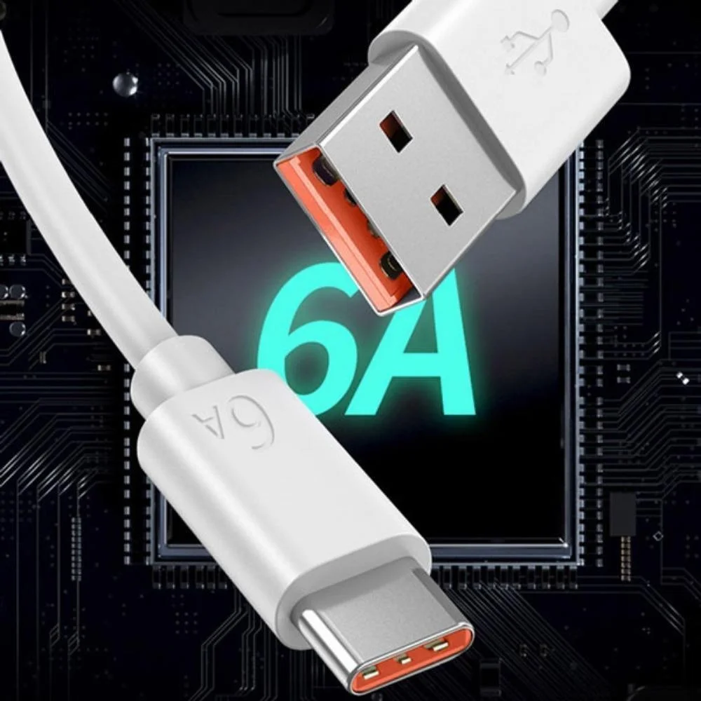 66W Type C Fast Charger Cable 6A Ultra Quick Charge USB C Data Cable Smartphone High Power Charger Cord